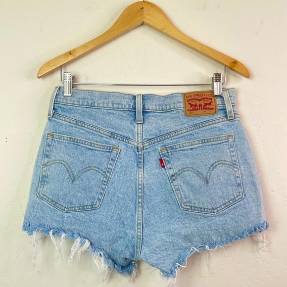 Levi's 501 Original Button Fly High Waist Destroyed Cutoff Denim Shorts Size 29 - Picture 4 of 16